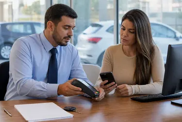 Equipe cuidando do pagamento de débitos de veículos.
